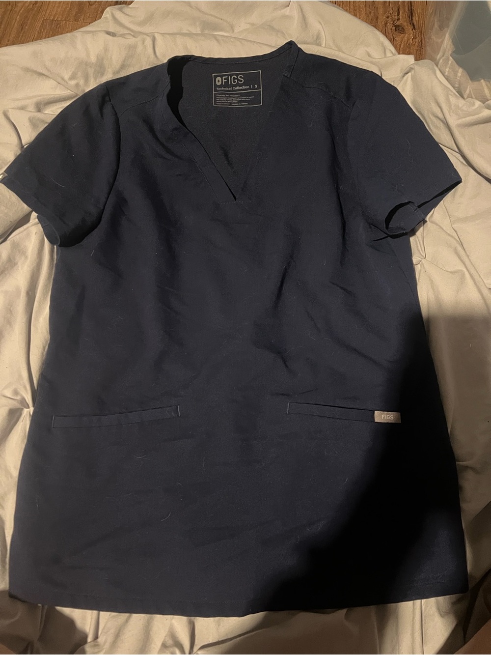 FIGS Navy Blue Technical Collection V-Neck Scrub Top